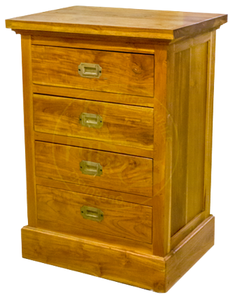 Schubladenschrank mit vier Schubladen einreihig. Warmer Holzton geölt.