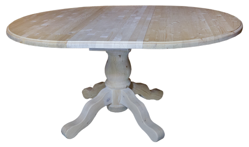 Runder Tisch Durchmesser 120 cm - Ausziehbar zum Oval 120 x 160 cm - Massive
Fichte unbehandelt für individuelle Lackierung Runder Tisch aus Fichte ausziehbar